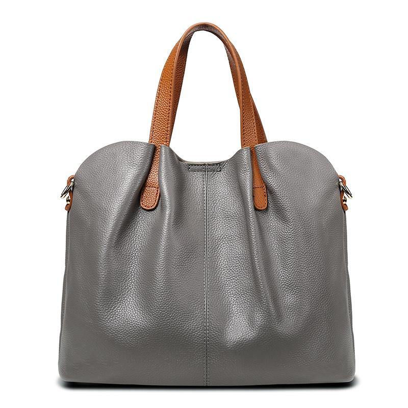 Casual large-capacity PU Leather Tote bag Grey | YonPop