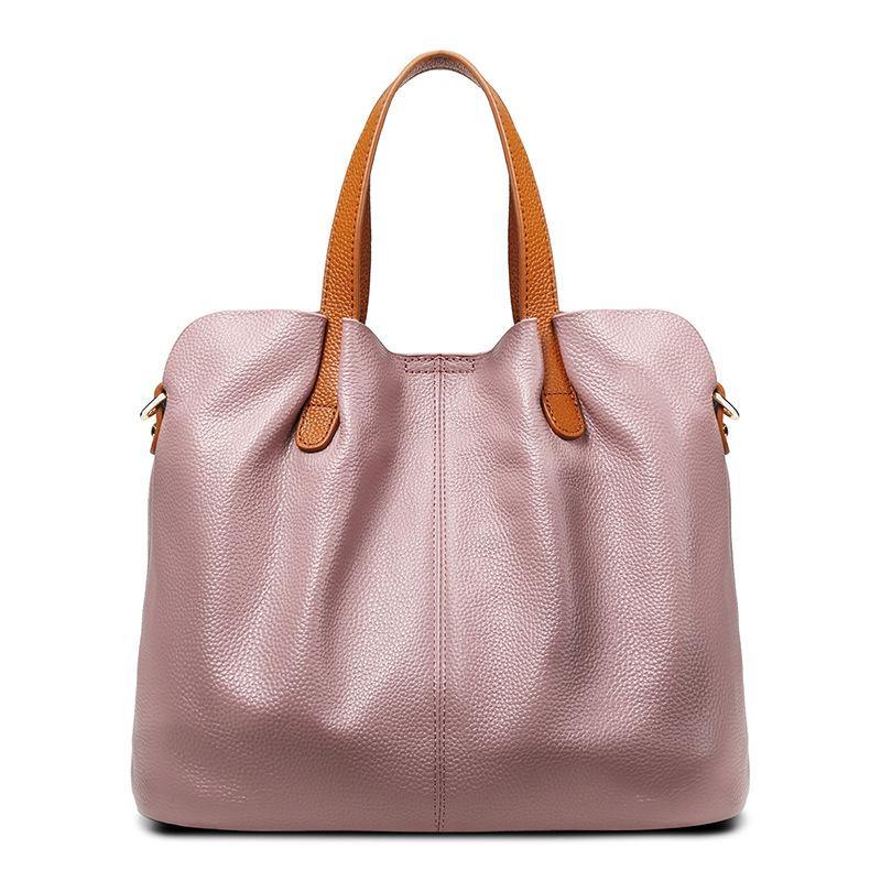 2021 Casual large-capacity PU Leather Tote bag Pink | YonPop