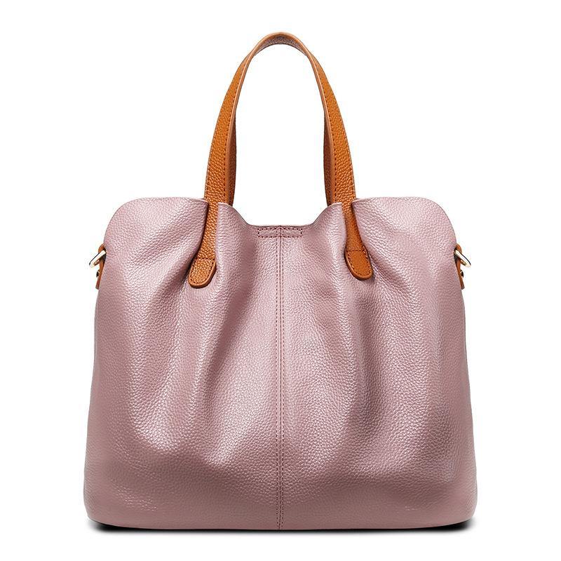 Casual large-capacity PU Leather Tote bag Pink | YonPop