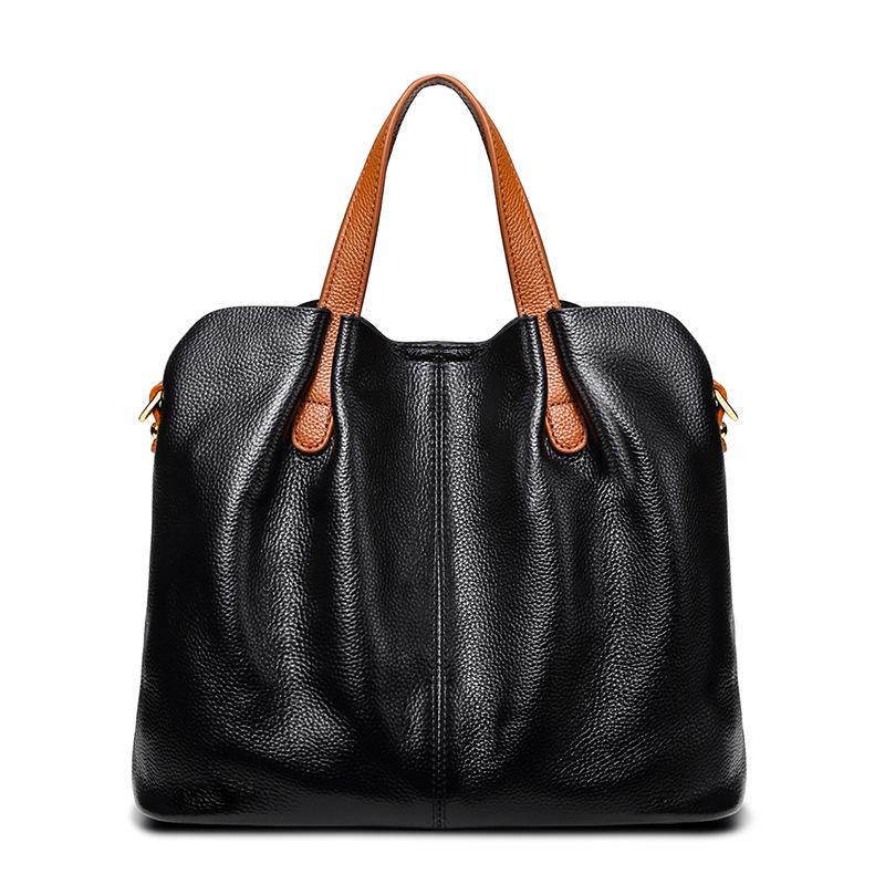 Casual large-capacity PU Leather Tote bag Black | YonPop