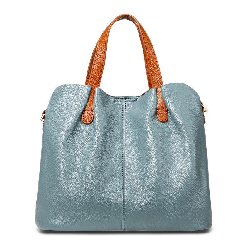 2021 Casual large-capacity PU Leather Tote bag Blue | YonPop