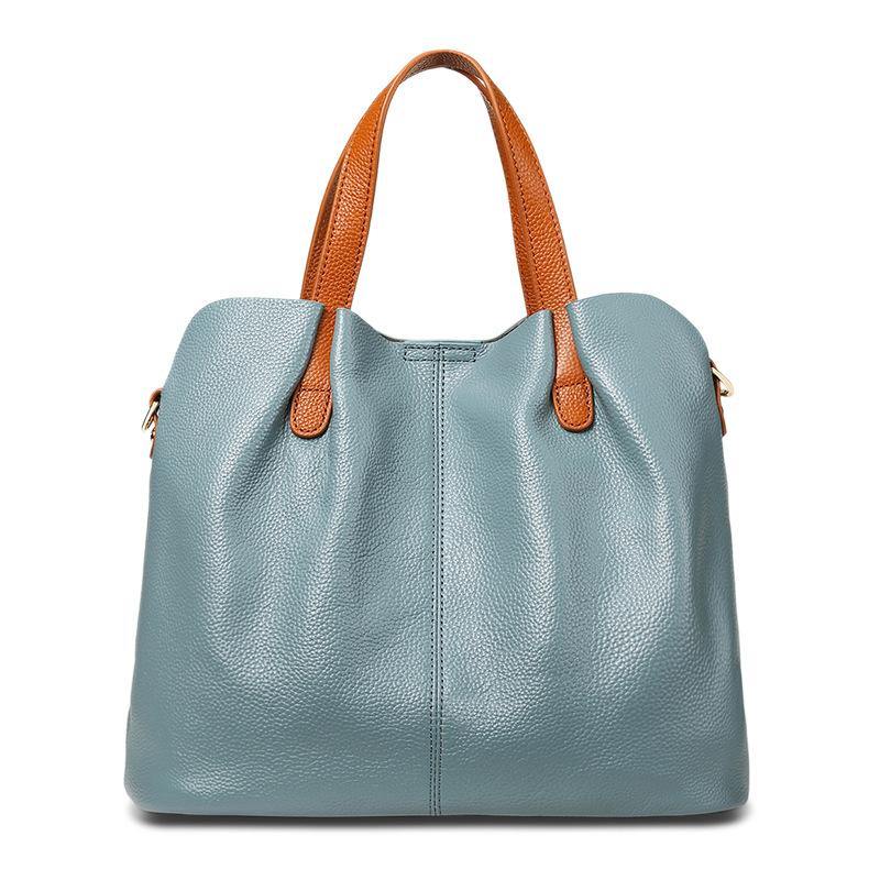 Casual large-capacity PU Leather Tote bag Blue | YonPop