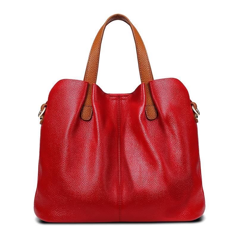 2021 Casual large-capacity PU Leather Tote bag Red | YonPop