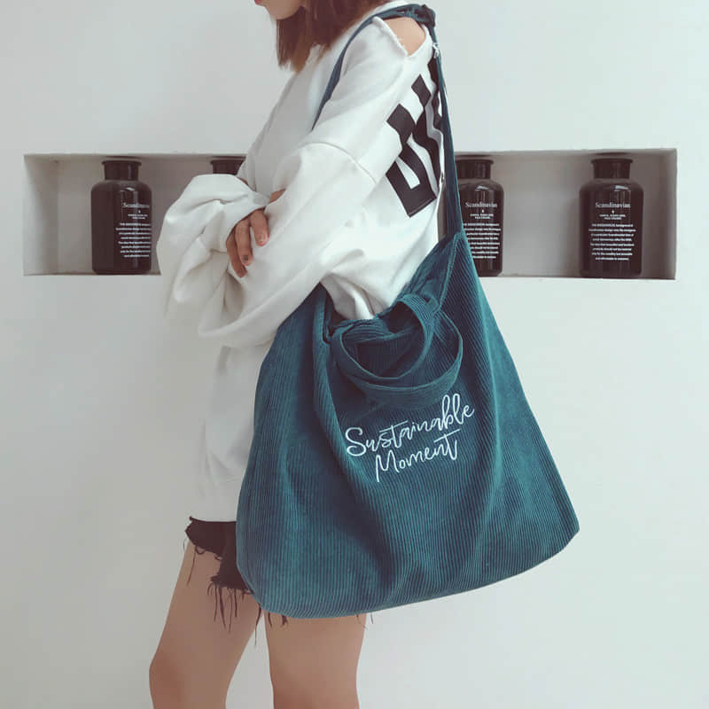 Fashion Tote Shoulder corduroy Bag  | YonPop