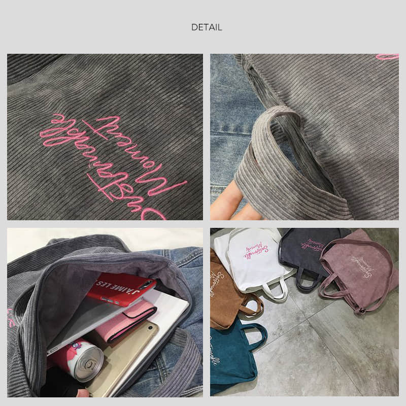 Fashion Tote Shoulder corduroy Bag  | YonPop