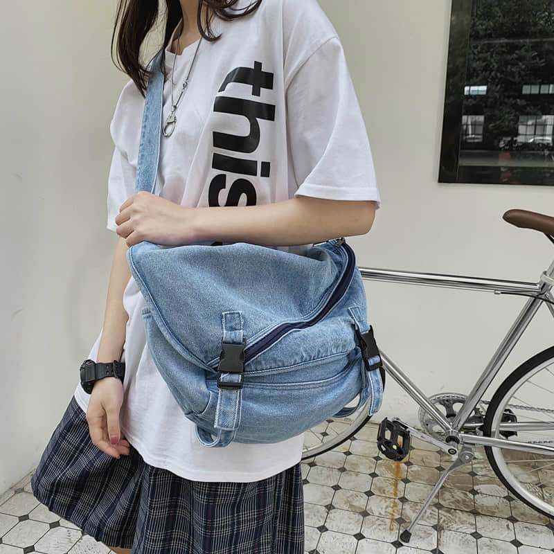 Fashion Practical Jean Tote Shoulder Bag LightBlue | YonPop
