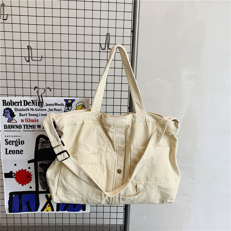 Hand-held shopping bag girl large capacity messenger bag White | YonPop