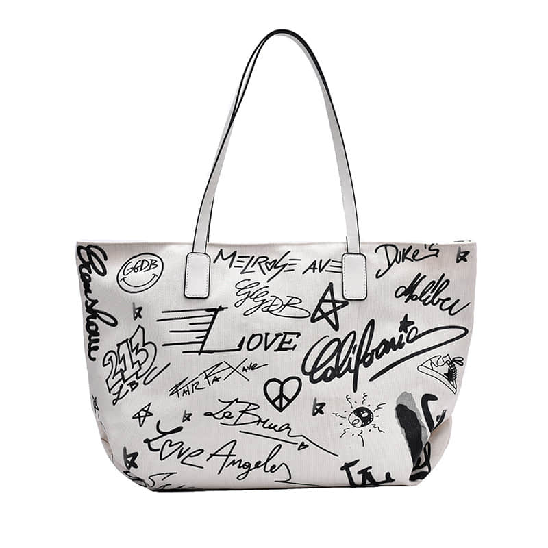 Fashion one-shoulder tote Canvas bag White | YonPop