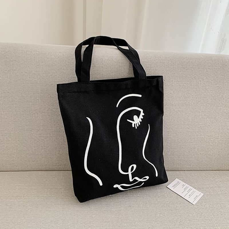 Canvas bag women's single shoulder letter large capacity tote bag  | YonPop