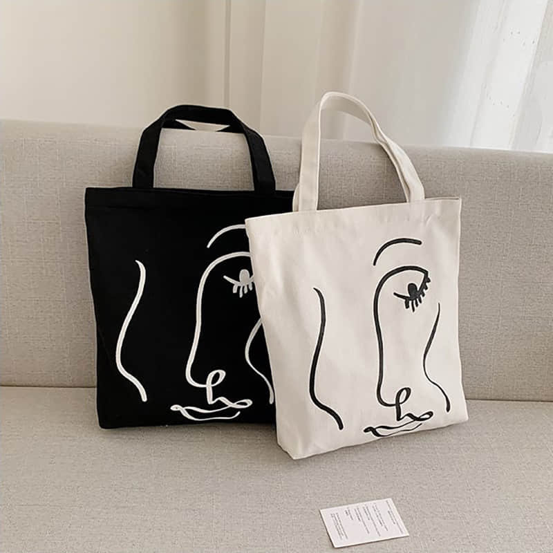 Canvas bag women's single shoulder letter large capacity tote bag  | YonPop