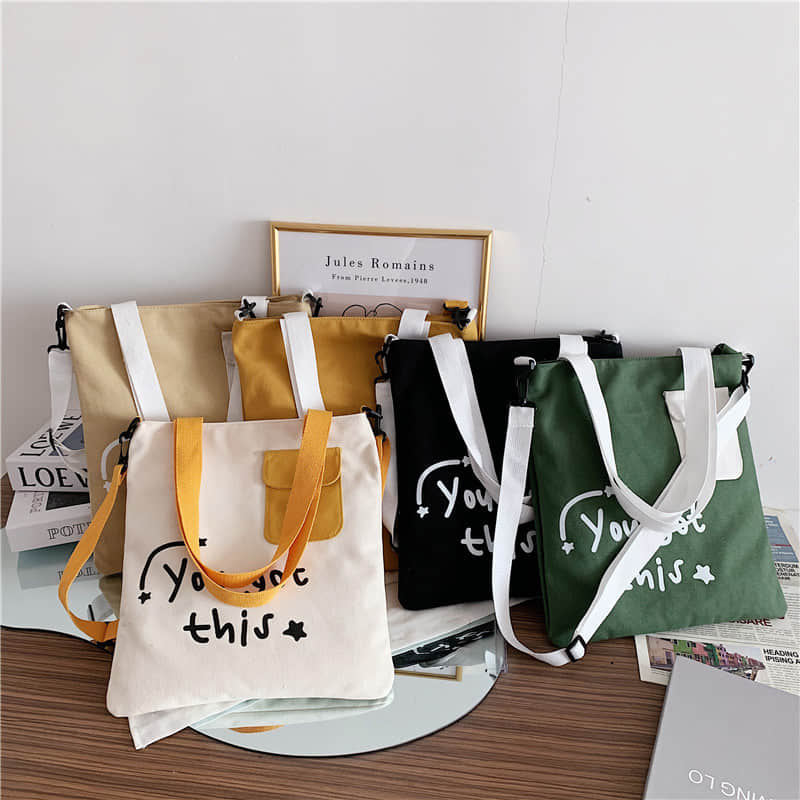 Large-capacity canvas stitching tote bag shoulder bag  | YonPop