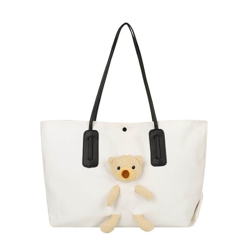 Cute bear large capacity canvas bag women's tote bag  | YonPop