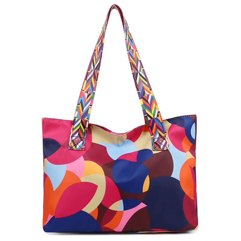 Printed ribbon handbag shopping bag large capacity waterproof Oxford bag  | YonPop