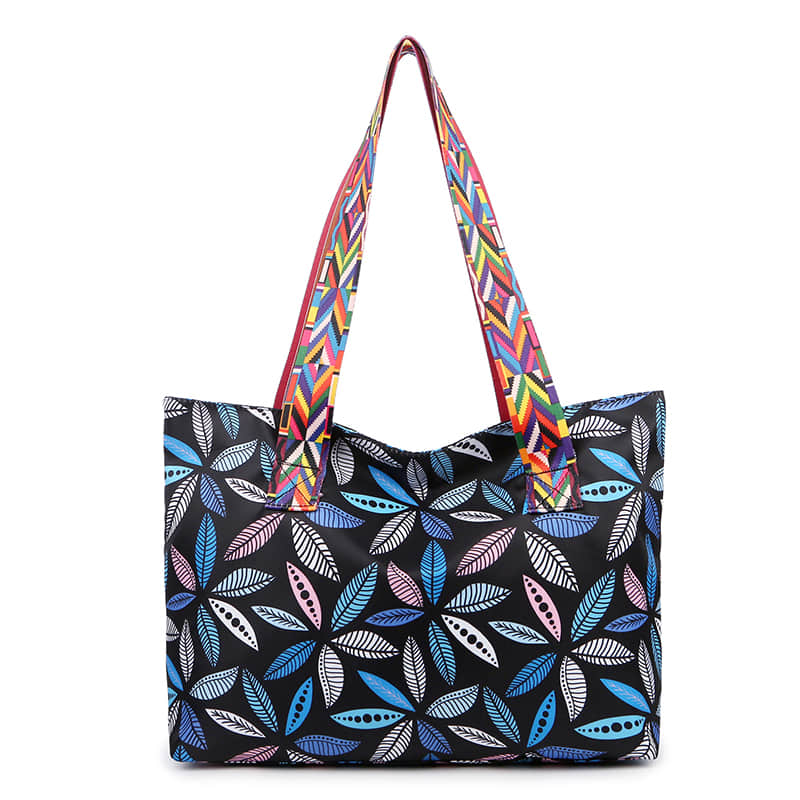 Printed ribbon handbag shopping bag large capacity waterproof Oxford bag  | YonPop