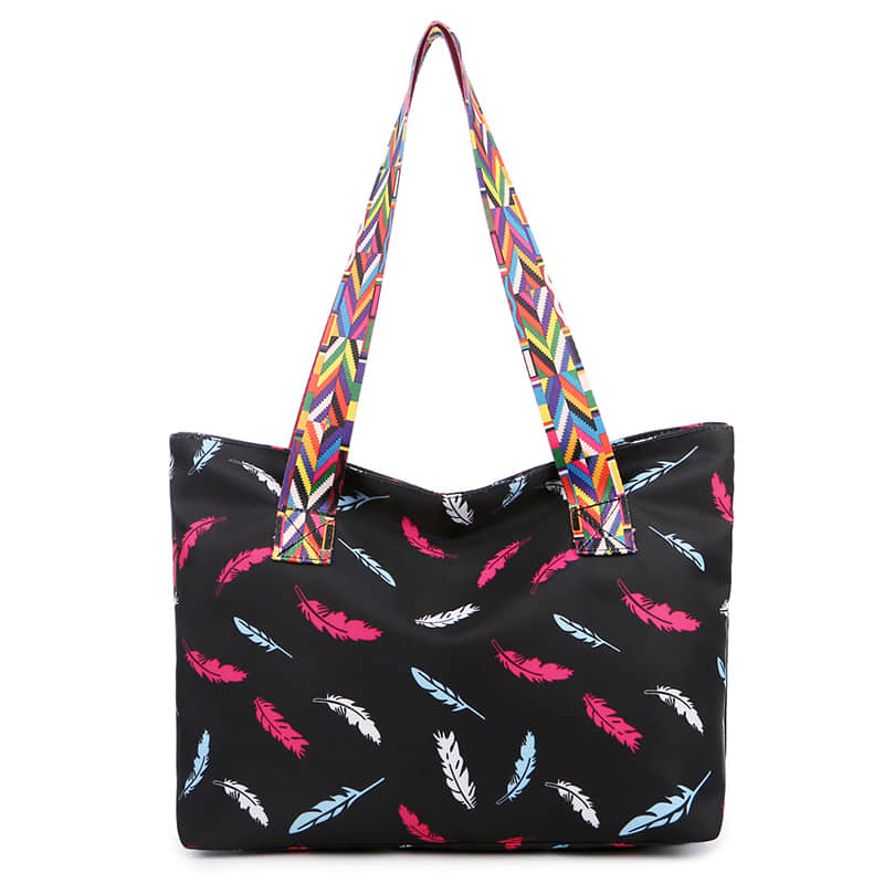 Printed ribbon handbag shopping bag large capacity waterproof Oxford bag  | YonPop
