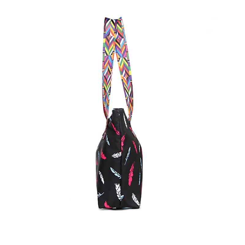 Printed ribbon handbag shopping bag large capacity waterproof Oxford bag  | YonPop