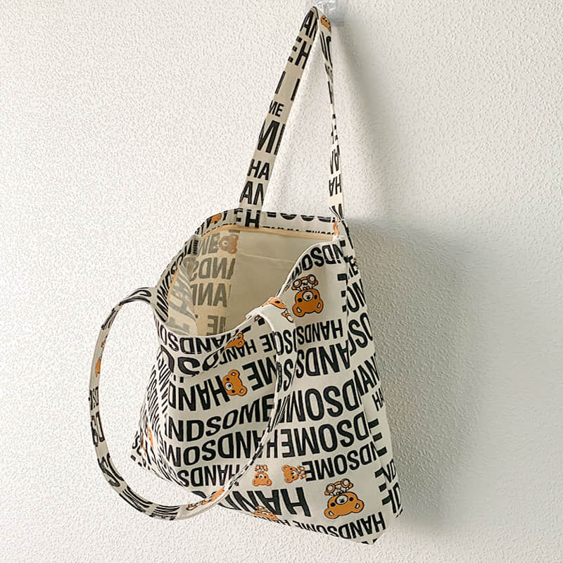 Large capacity canvas bag, letter tote bag  | YonPop