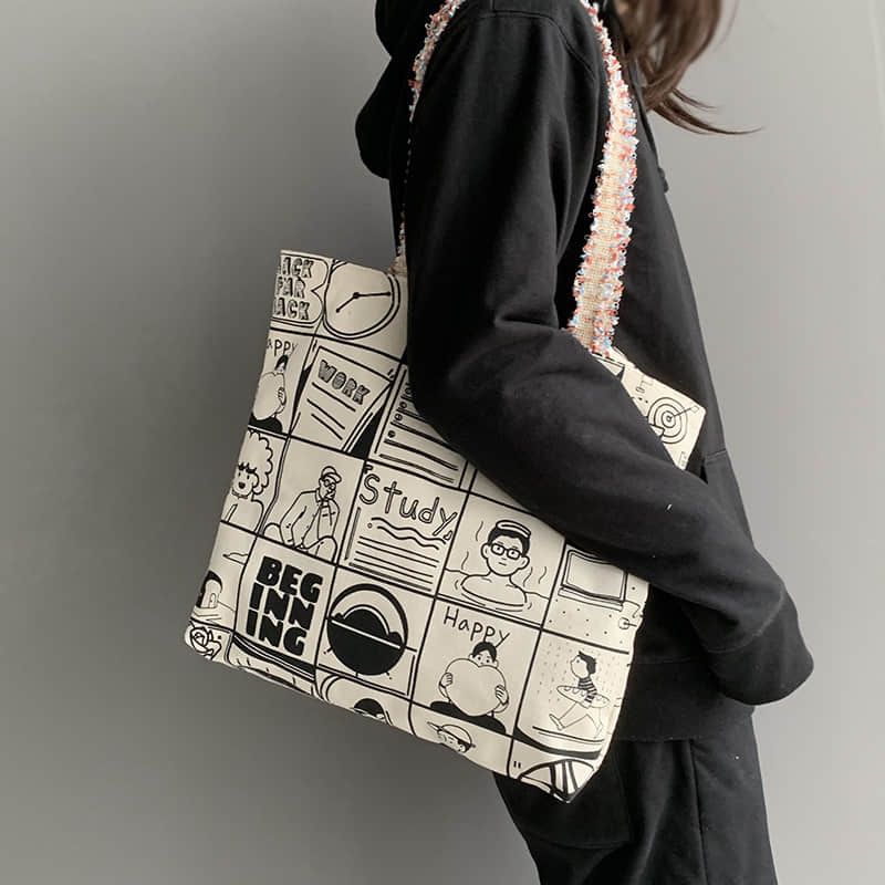 Printing Large capacity canvas bag, letter tote bag  | YonPop