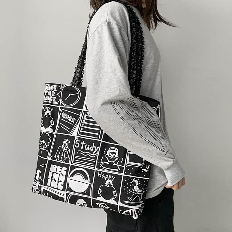 Printing Large capacity canvas bag, letter tote bag  | YonPop