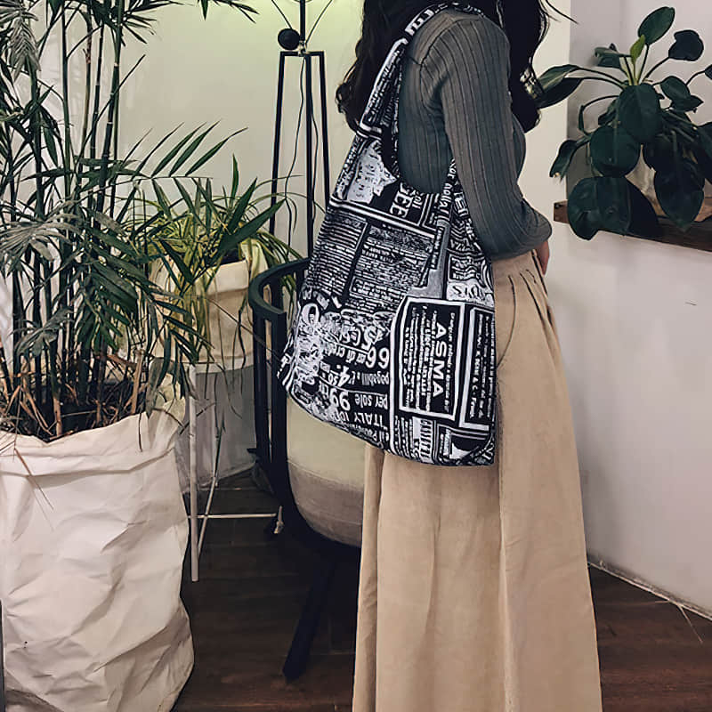 Retro leopard print shoulder bag women fashion simple portable canvas bag  | YonPop