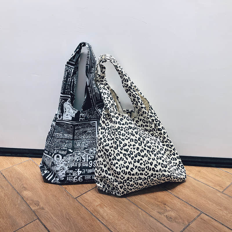 Retro leopard print shoulder bag women fashion simple portable canvas bag  | YonPop