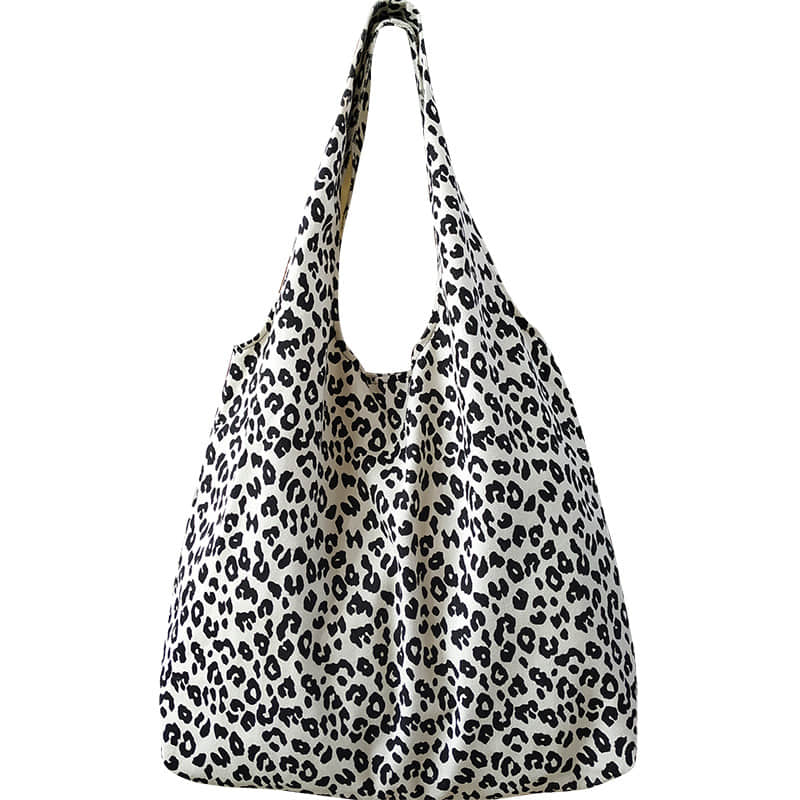 Retro leopard print shoulder bag women fashion simple portable canvas bag Leopard print | YonPop