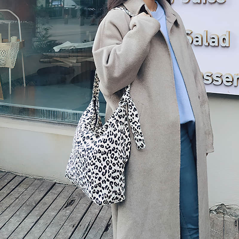 Retro leopard print shoulder bag womens fashion canvas bag  | YonPop