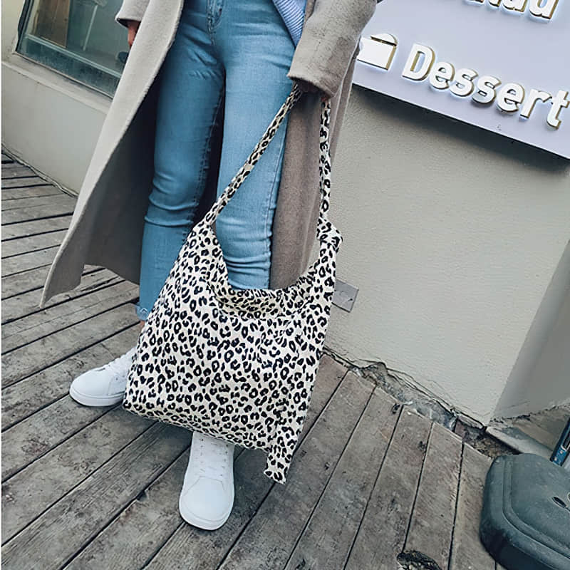 Retro leopard print shoulder bag womens fashion canvas bag  | YonPop