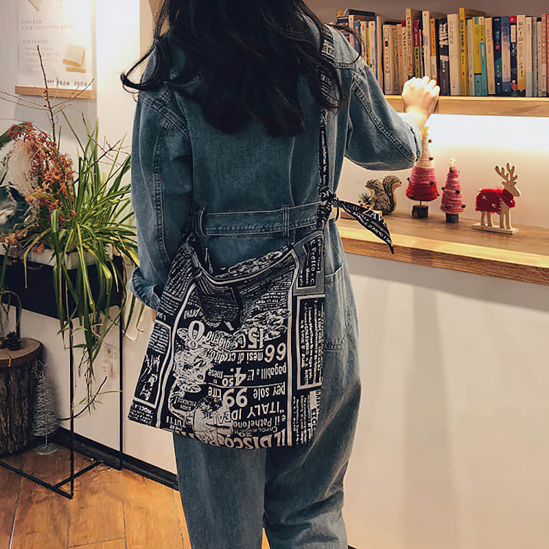 Retro leopard print shoulder bag womens fashion canvas bag  | YonPop