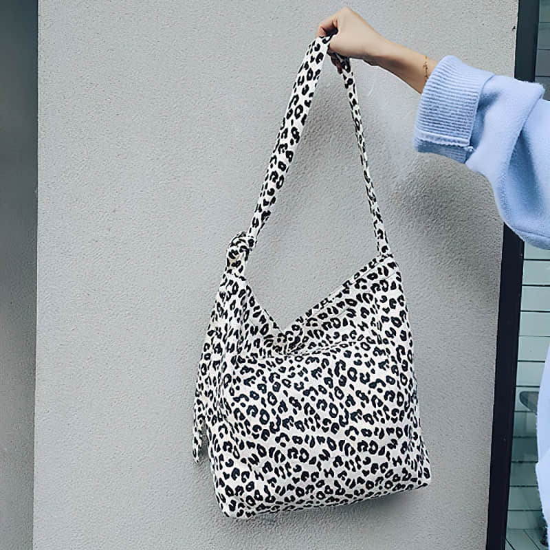Retro leopard print shoulder bag womens fashion canvas bag Leopard print | YonPop