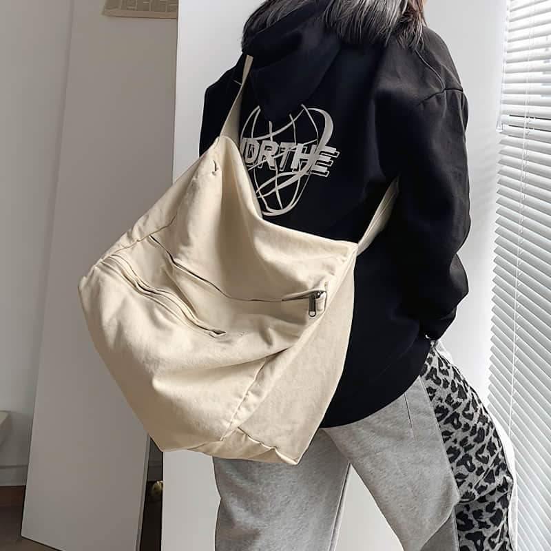 2021 women's canvas bag shoulder bag simple large-capacity shoulder bag  | YonPop