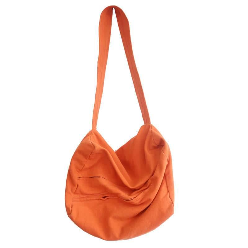 2021 women's canvas bag shoulder bag simple large-capacity shoulder bag OrangeRed | YonPop