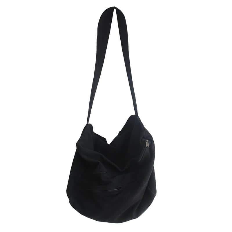 2021 women's canvas bag shoulder bag simple large-capacity shoulder bag Black | YonPop