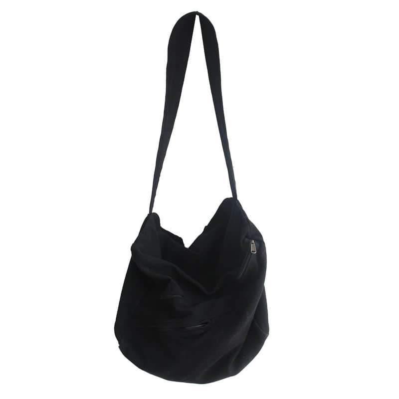 women's canvas bag shoulder bag simple large-capacity shoulder bag Black | YonPop