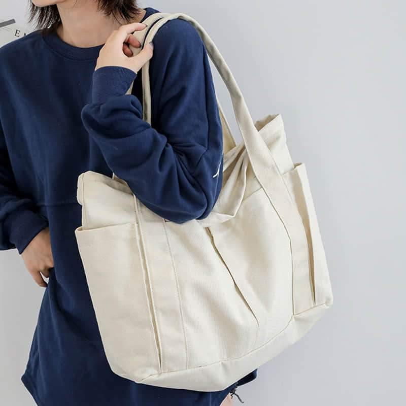 Casual large-capacity shopping bag simple one-shoulder big bag broadband tote bag  | YonPop