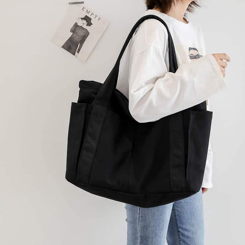 Casual large-capacity shopping bag simple one-shoulder big bag broadband tote bag  | YonPop