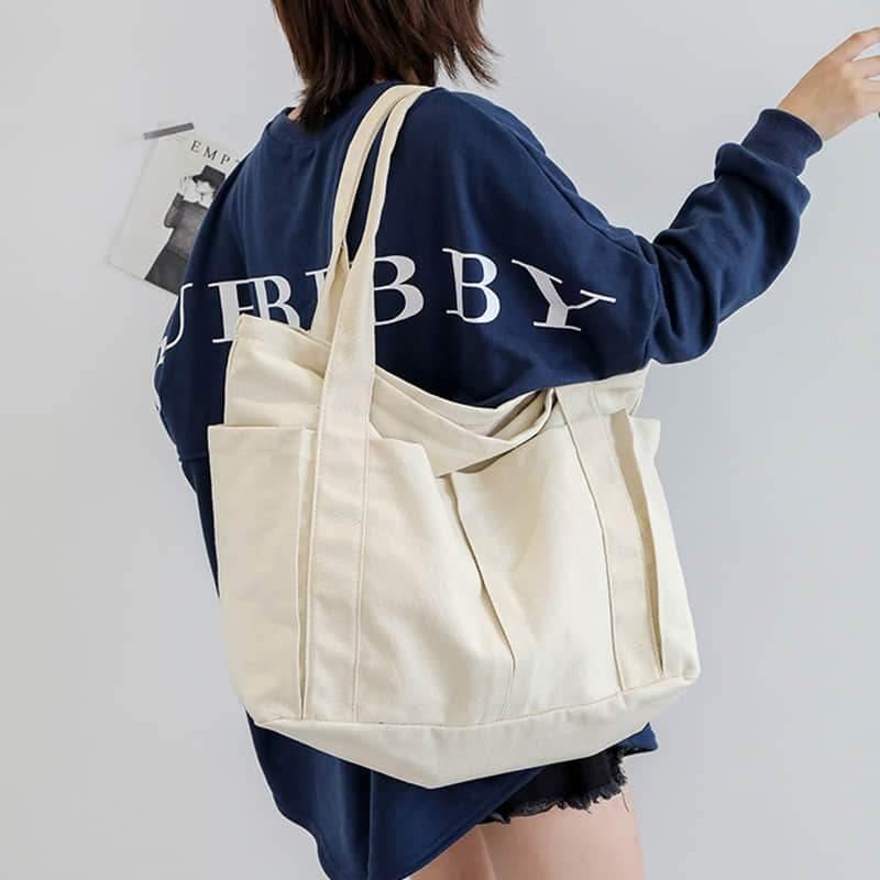 Casual large-capacity shopping bag simple one-shoulder big bag broadband tote bag  | YonPop