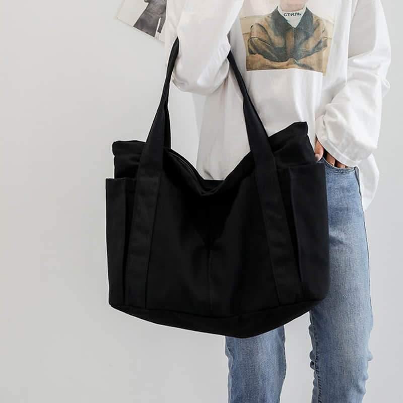 Casual large-capacity shopping bag simple one-shoulder big bag broadband tote bag  | YonPop