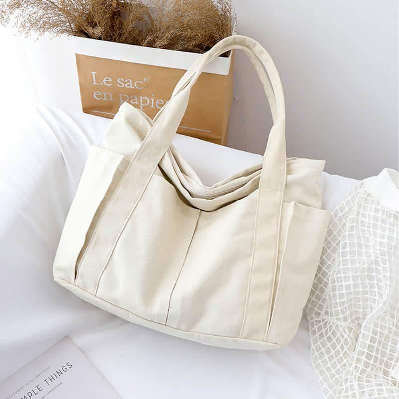 Casual large-capacity shopping bag simple one-shoulder big bag broadband tote bag  | YonPop