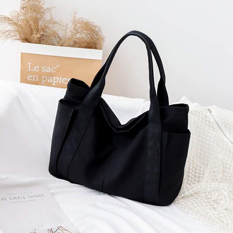 Casual large-capacity shopping bag simple one-shoulder big bag broadband tote bag  | YonPop