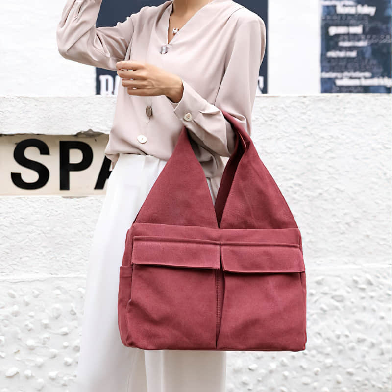 Large capacity tote bag women's casual fashion all-match single shoulder bag Crimson | YonPop