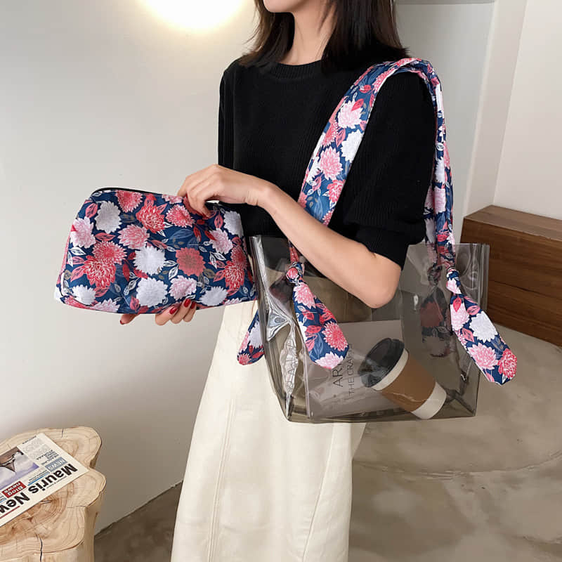 Large-capacity transparent bag fashionable popular tote bag  | YonPop