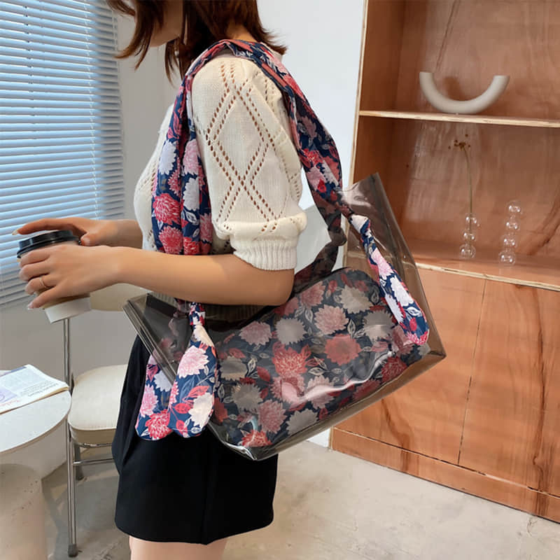 Large-capacity transparent bag fashionable popular tote bag  | YonPop