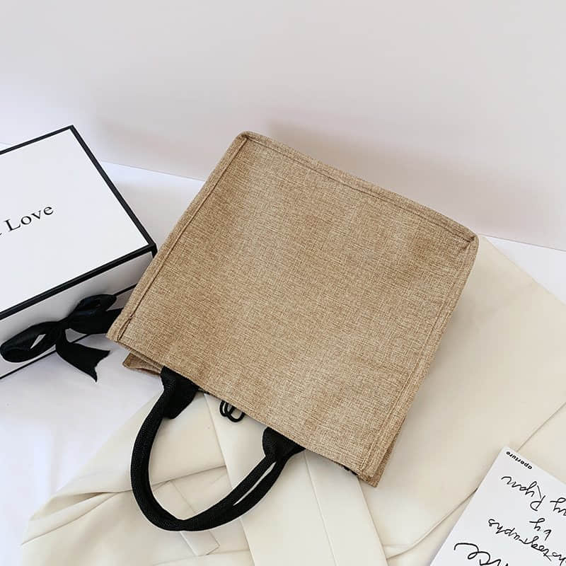 Burlap shopping fashion storage bag linen bag Tote  | YonPop