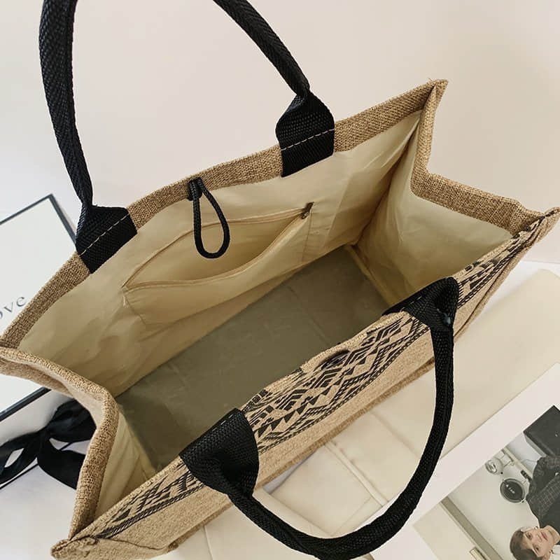 Burlap shopping fashion storage bag linen bag Tote  | YonPop