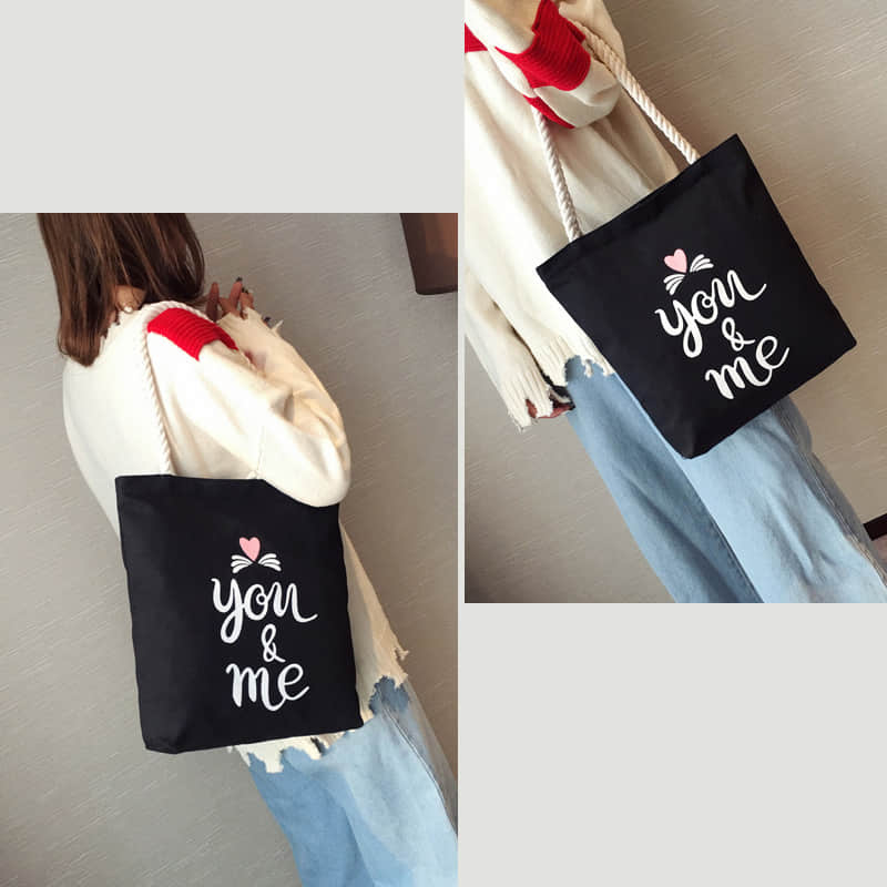 Hemp rope black canvas bag  | YonPop