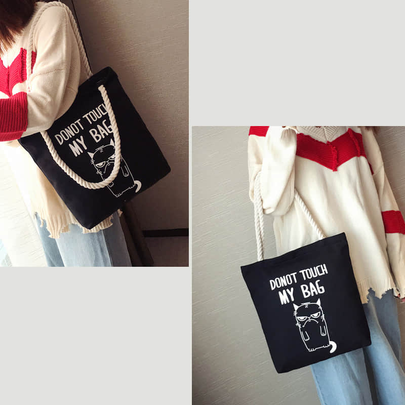 Hemp rope black canvas bag  | YonPop