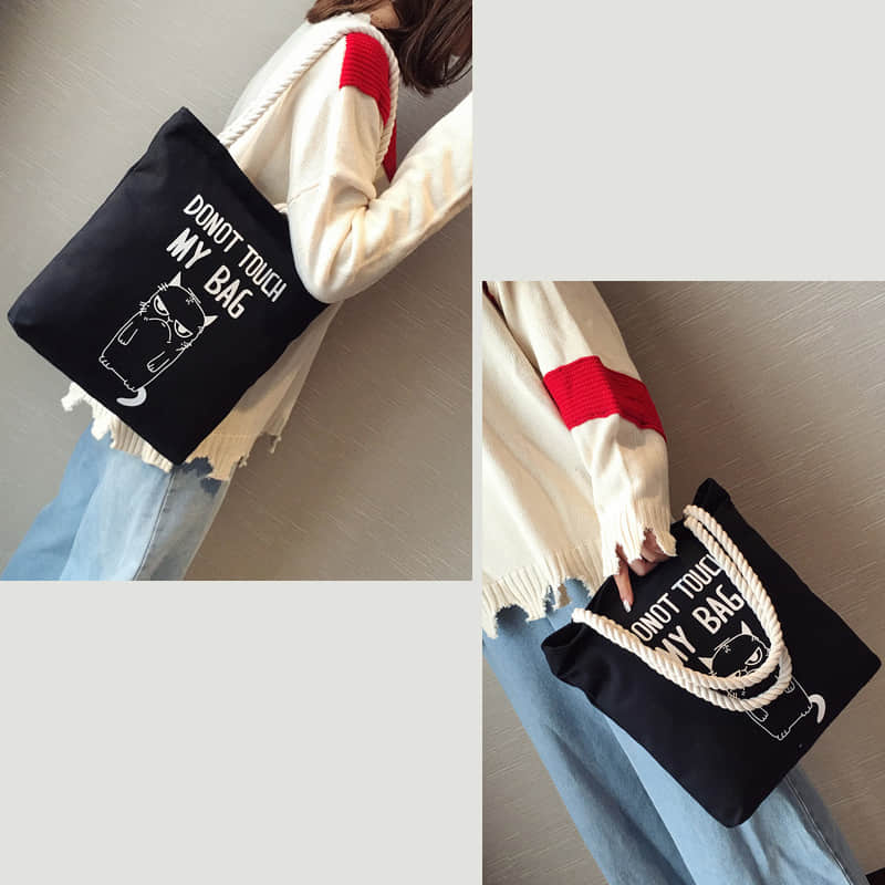 Hemp rope black canvas bag  | YonPop