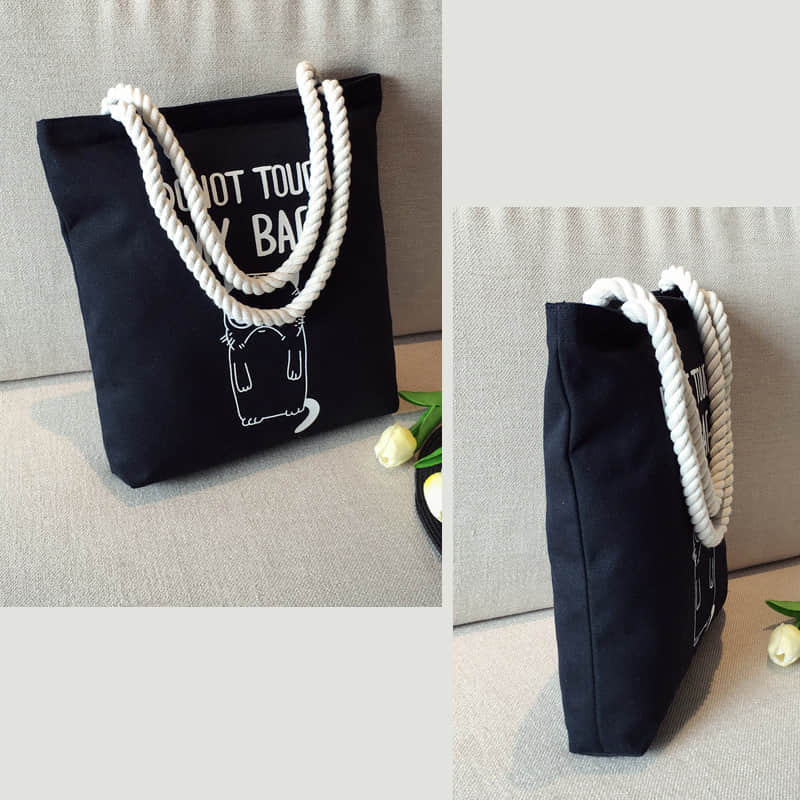 Hemp rope black canvas bag  | YonPop