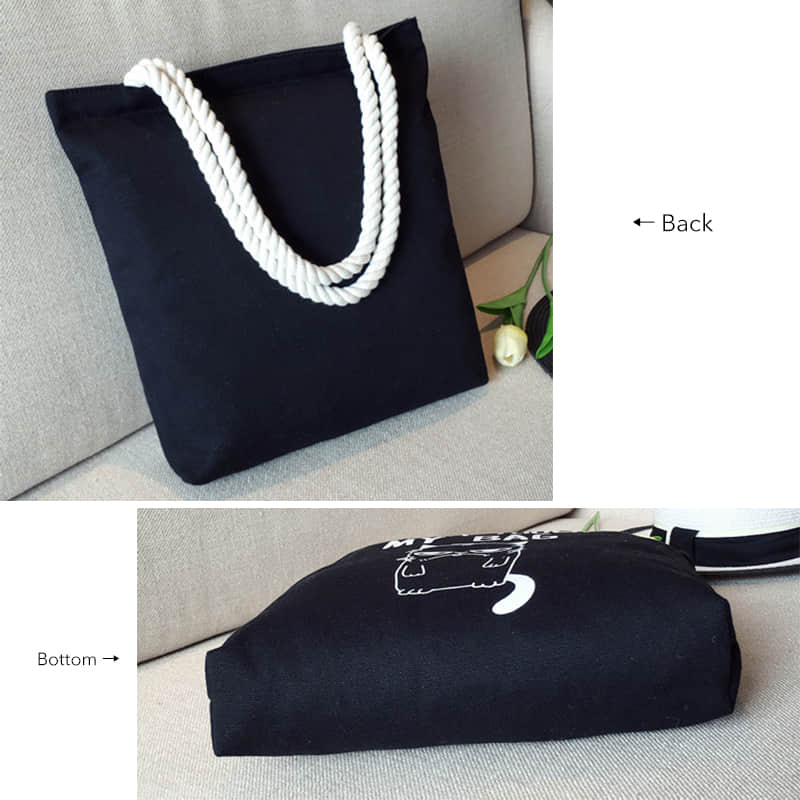 Hemp rope black canvas bag  | YonPop